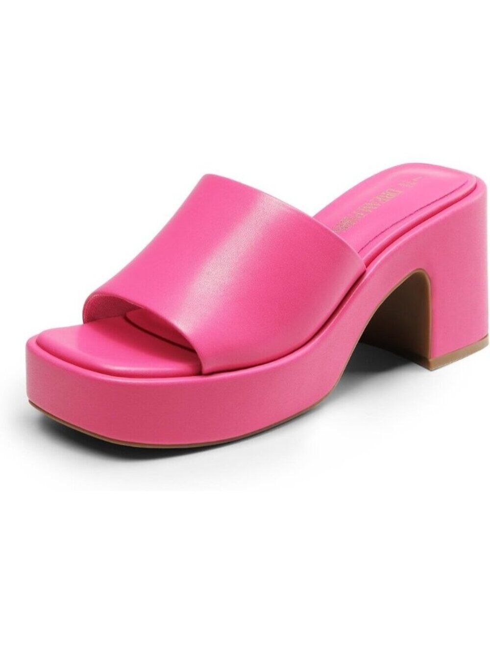 🆕 Women Pink High Chunky Platform Heels Fashion Comfort Slip on Square Sandals